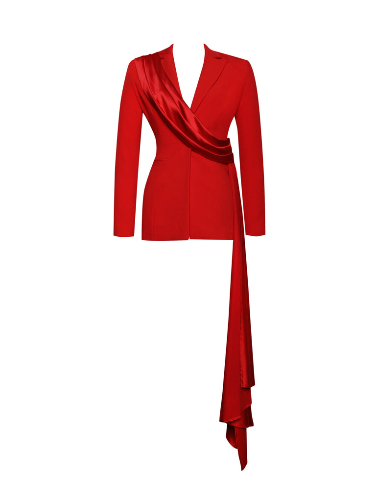 Vandra Red Draping Blazer Jacket