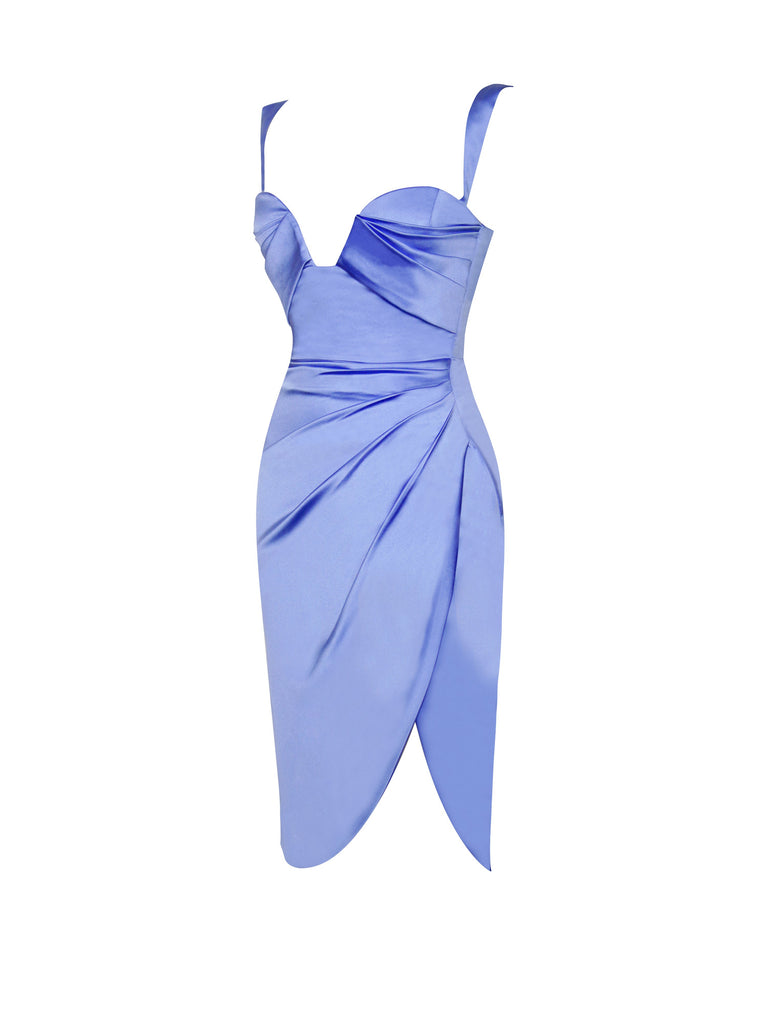 Lilian Blue High Slit Satin Dress