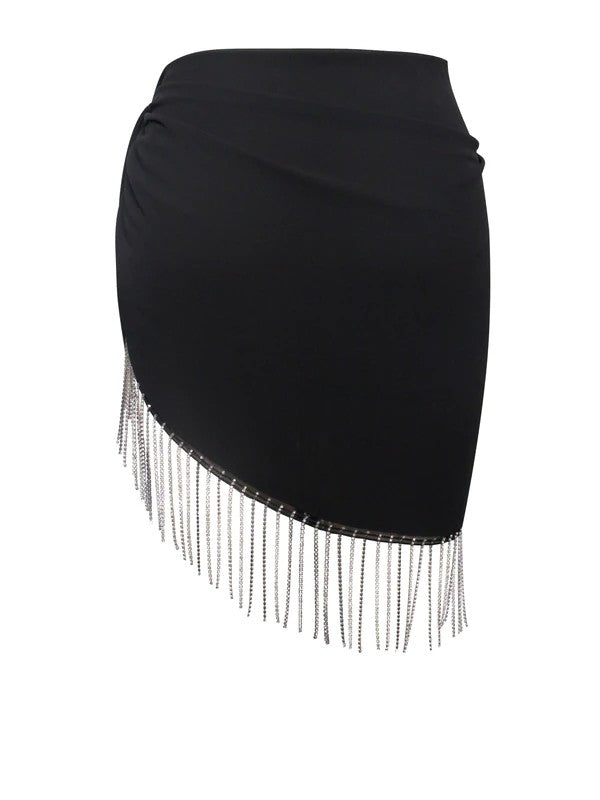 Quill Black Cover Up with Crystal Fringe