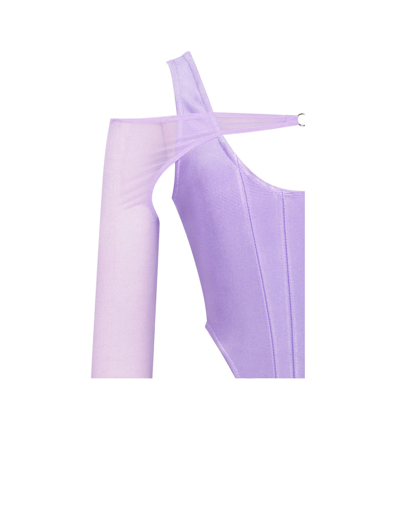Ohanna Lavender Mesh Sleeve Bandage Dress