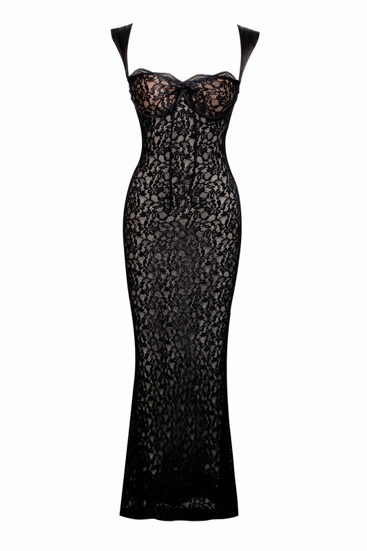Veronica Black Lace Maxi Dress