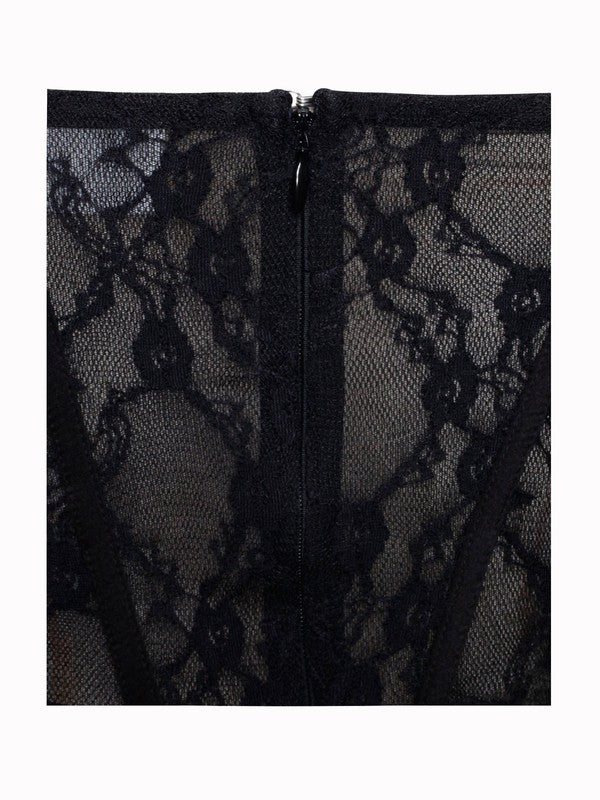 Quennell Black Lace Corset Maxi Dress