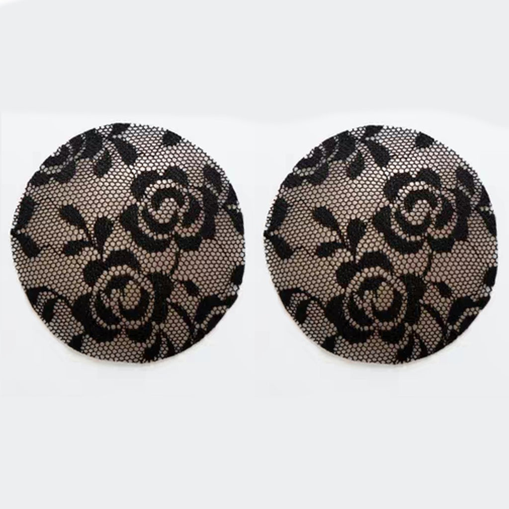 Black Lace Silicone Reusable Invisible Self-Adhesive Nipple Covers