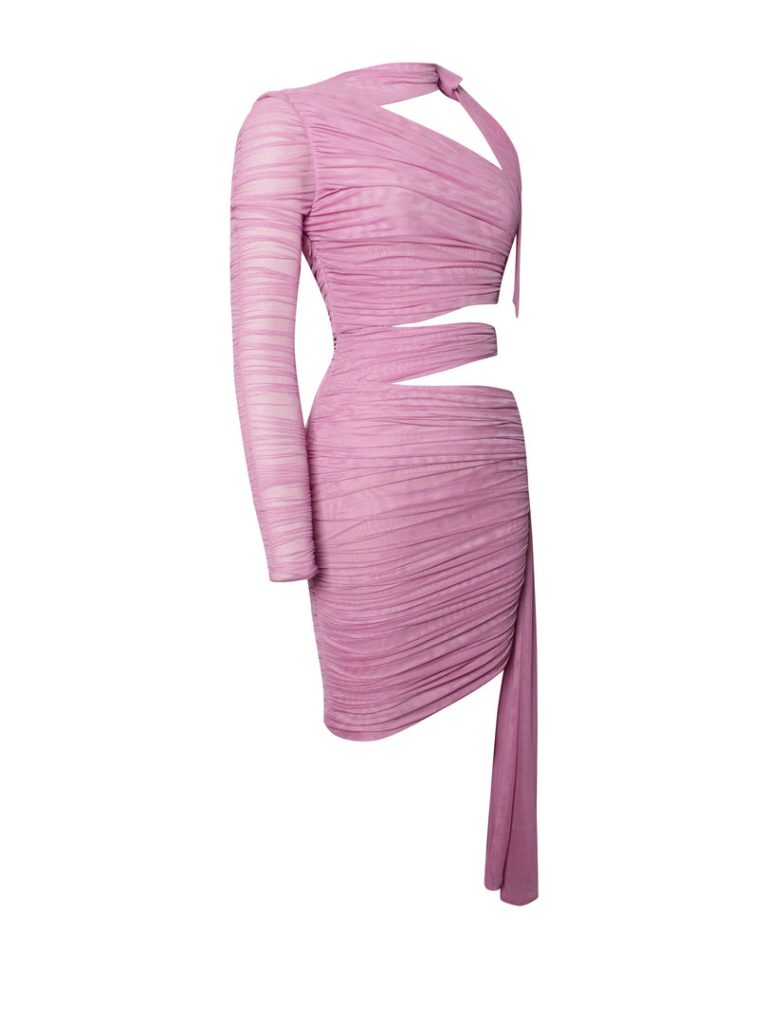 Camille Rose Pink Cutout Mesh Mini Dress
