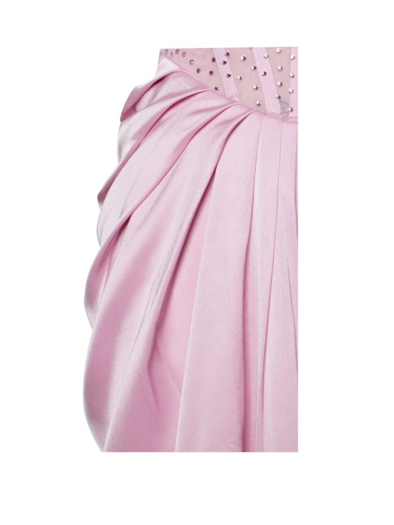 Noemie Pink Crystal Corset Satin Gown