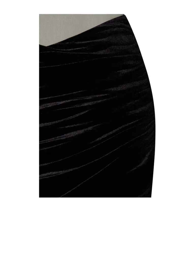 Azalea Black Velvet Mesh Long Sleeve Dress