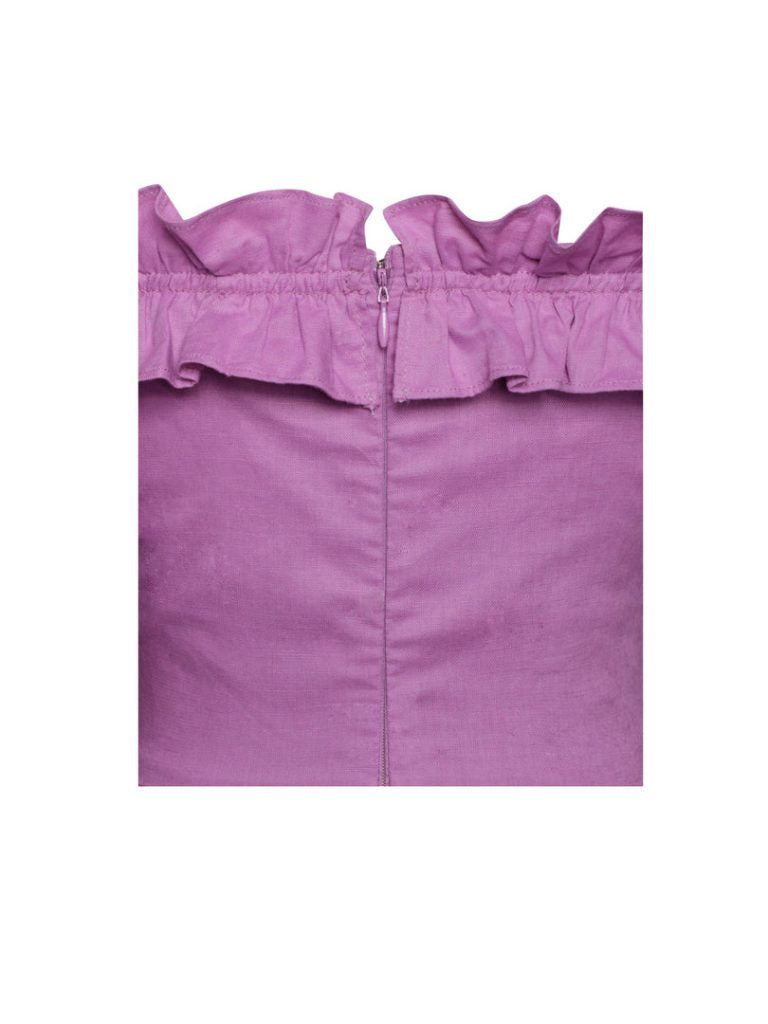 Quinley Lilac Off Shoulder Linen Midi Dress