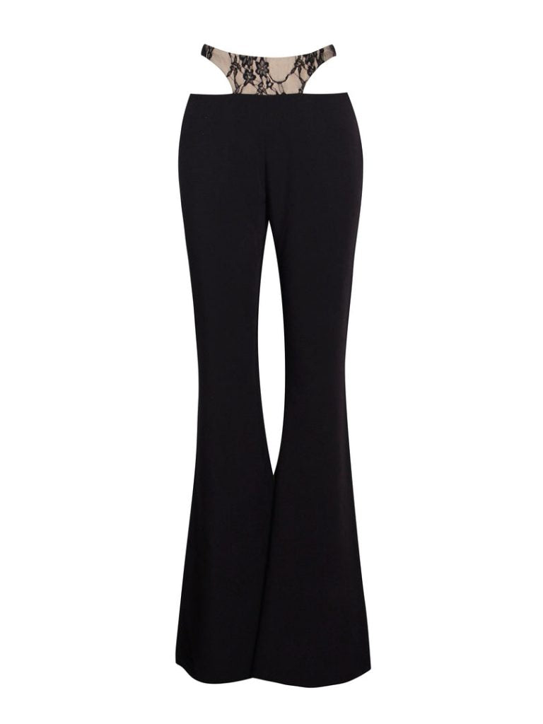 Gabrielle Black Lace Cutout Flare Pants (Top NOT Included)