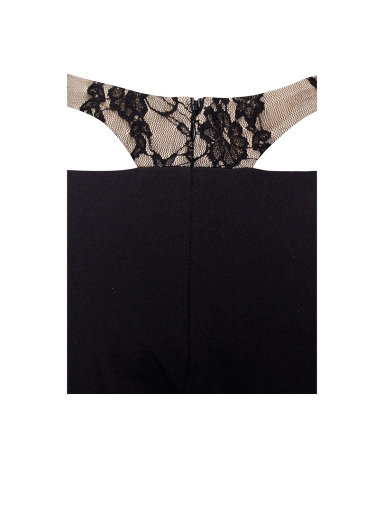 Gia Black Lace Corset Cropped Top & Gabrielle Black Lace Cutout Flare Pants