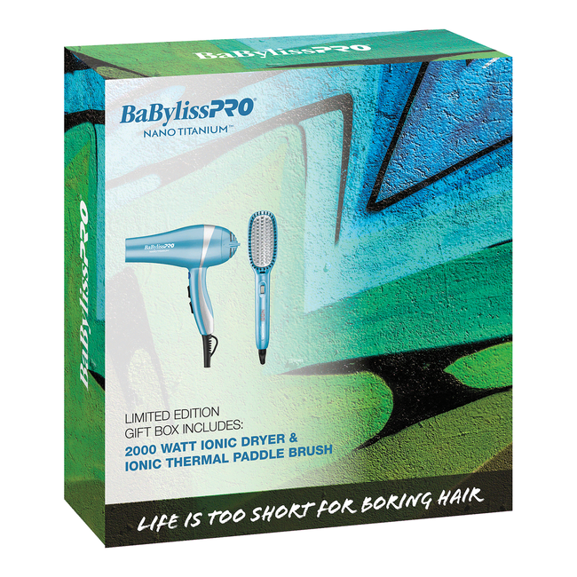 BABYLISS PRO Nano Titanium Dryer & Thermal Paddle Brush Gift Box