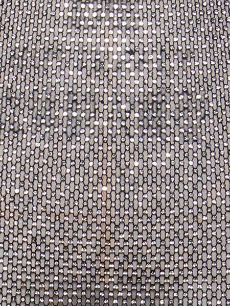 Rhinestone Eyes Fishnet Crystal Deep V Crop Top / Skirt Set
