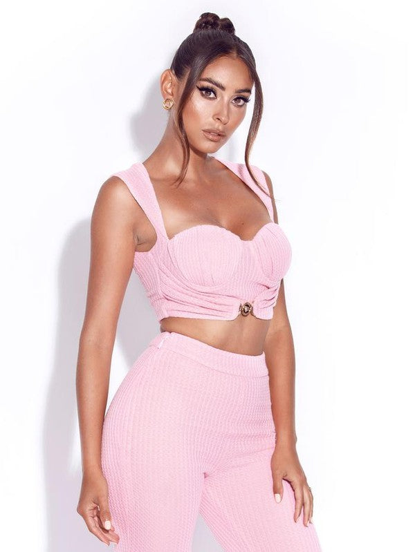 Be With Me Pink Stretch Knit Corset Top