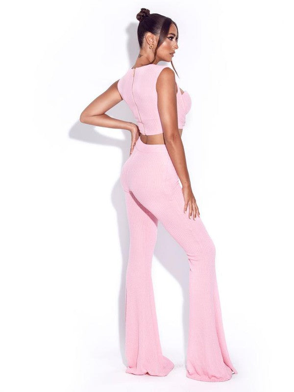 Be Together Pink Stretch Knit Flare Pants