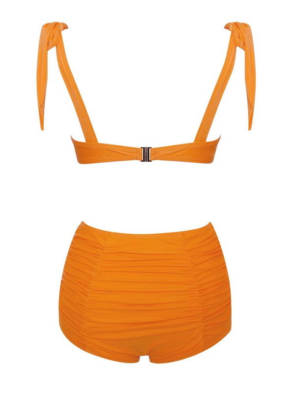 Milana Orange Ruched Bikini Set