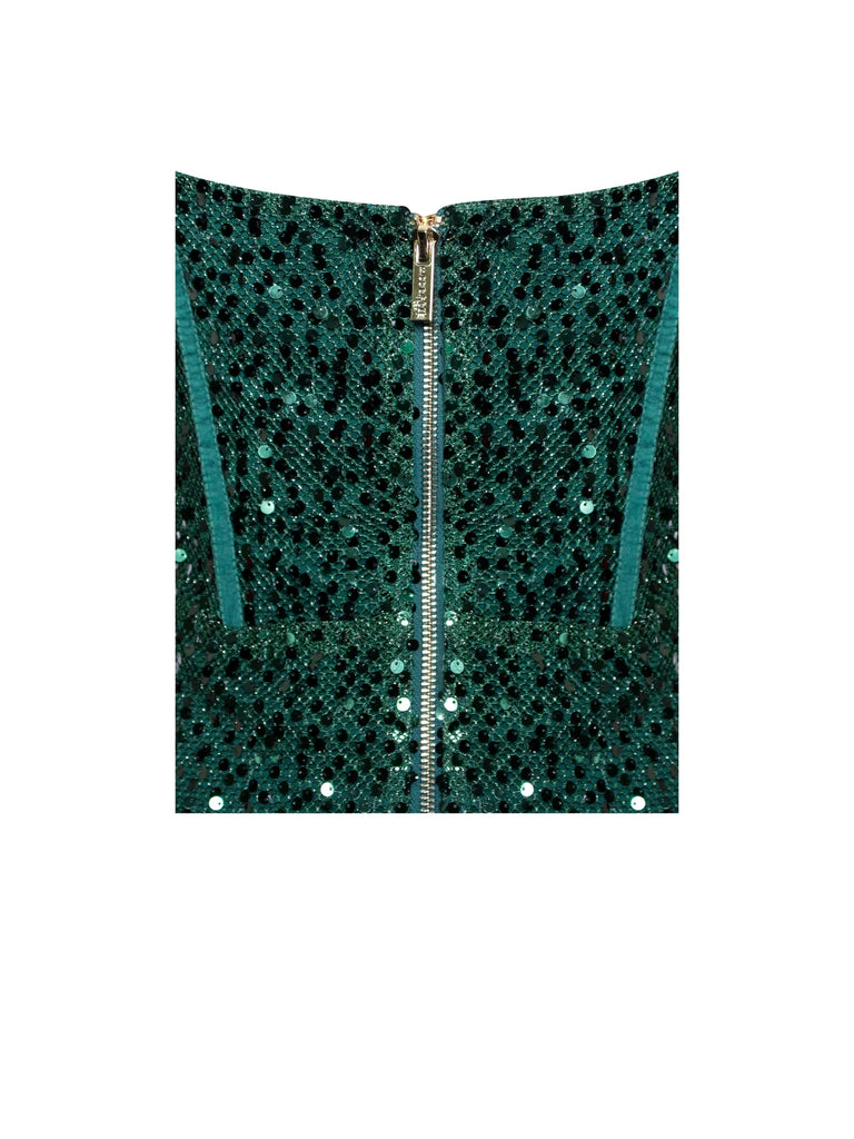 Melina Emerald Green Long Sleeve Sequin Dress