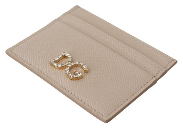 DOLCE & GABBANA Beige Dauphine Leather Jewel DG Logo Wallet