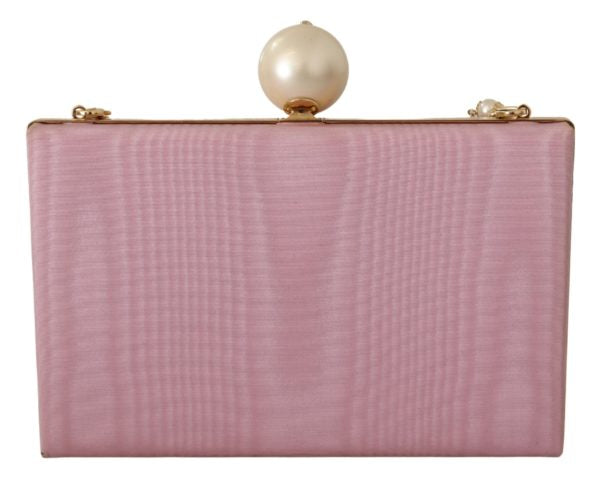 DOLCE & GABBANA Pink Silk Faux Pearl Mini Crossbody Women Bag