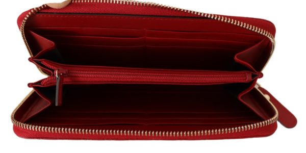 GUCCI Red Leather Micro Guccissima Zip Around Wallet