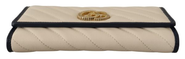 GUCCI White & Blue Leather GG Marmont Wallet Bag