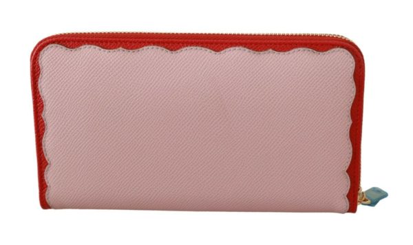 DOLCE & GABBANA Pink Love DG Leather Zipper Continental Clutch Wallet